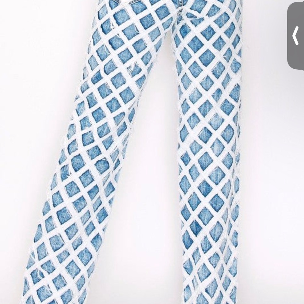 Chic Blue and White Geometric Pants